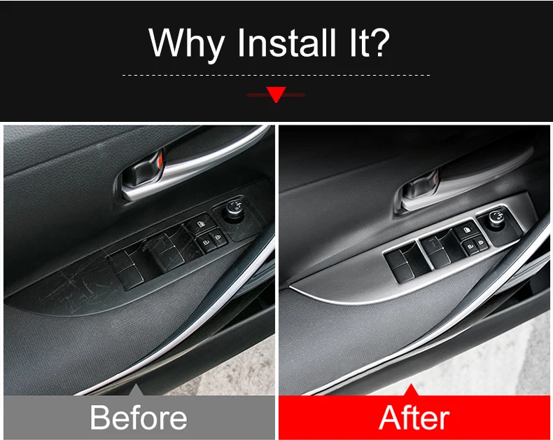 Für Toyota Corolla E210 Hybrid 2019 2020 2021 2022 2023 2024 Edelstahl Auto Tür Fenster Glas Lift Schalter Taste panel Abdeckung – Detail 3