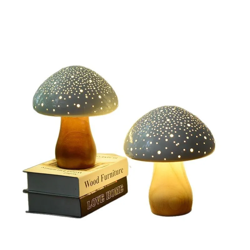 

Mushroom desk lamp ambient light ceramic night light sofa bedroom bedside lamp study children's room gift decoration