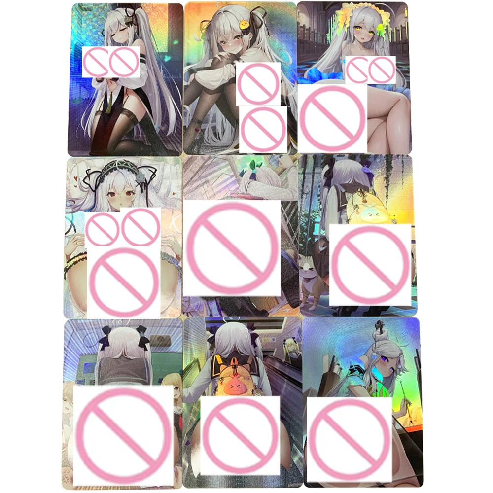 

9Pcs/set Anime Sexy Naked Collection Card Refractive Color Flash Embossed Textured Plump Buttocks Jk Temptation Nude Cards