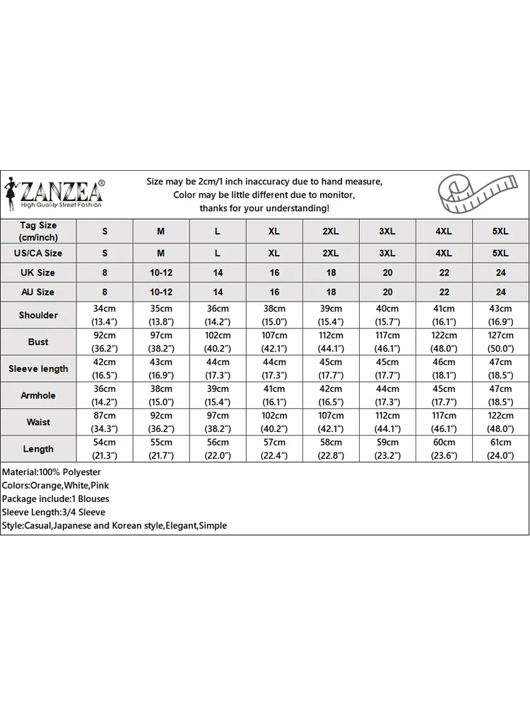 ZANZEA Women Blouse 2025 Autumn Vintage Solid Office Lady 3/4 Puff Sleeve Tops Round Neck Waisted Blusas Tunics Buttons Shirts