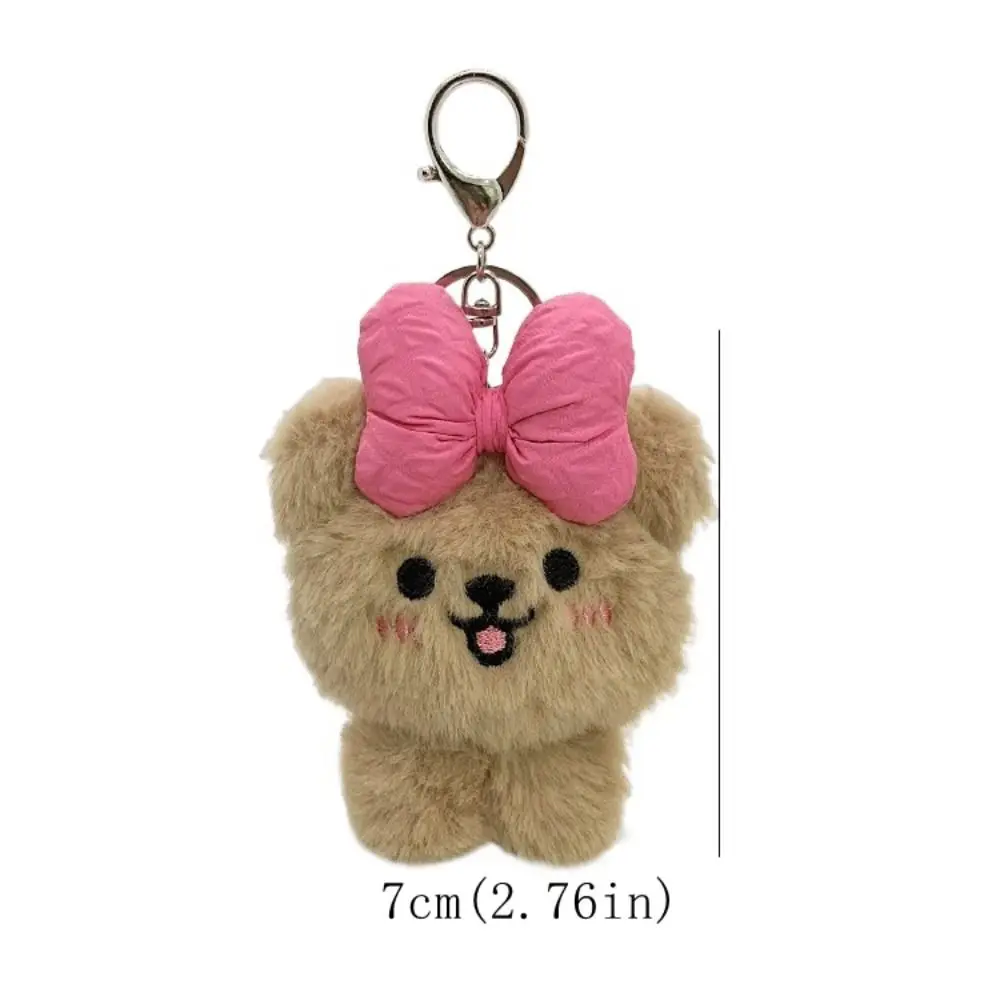 LLavero de muñeco de oso de peluche a la moda, colgante de bolso de oso con lazo de dibujos animados a la moda, llavero de oso de peluche Kawaii encantador, regalos para niñas