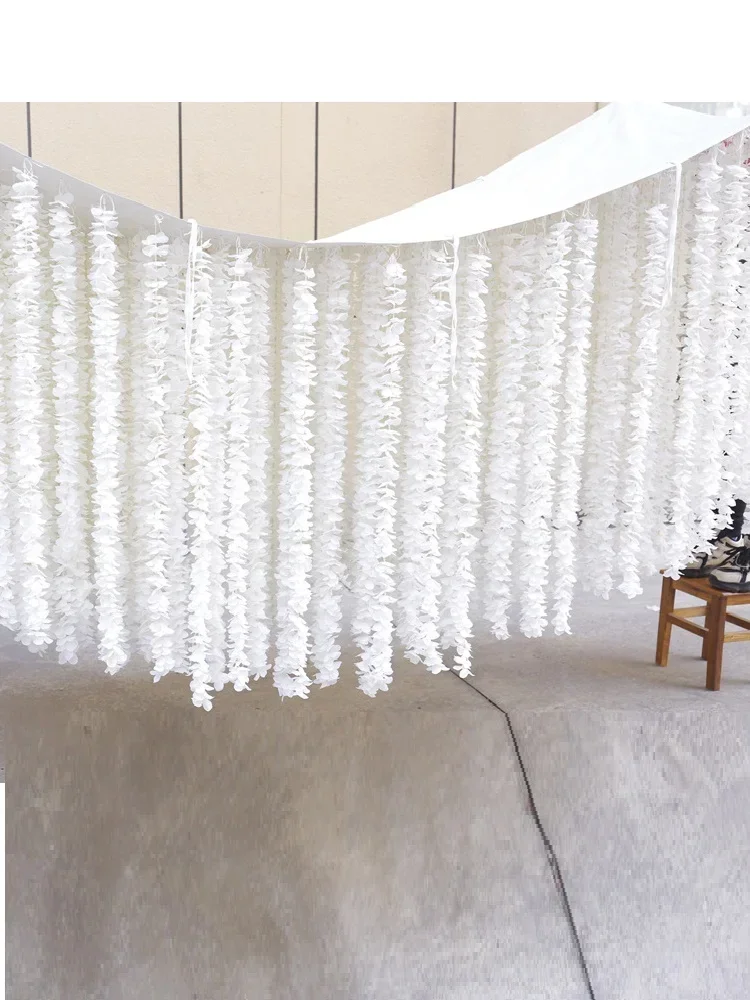 Handgenähte Hänge-Orchideen-Girlande für Wand- und Deckendekoration, Blumengirlande für Hochzeits- und Partydekoration, 240 cm x 120 cm – Detail 2