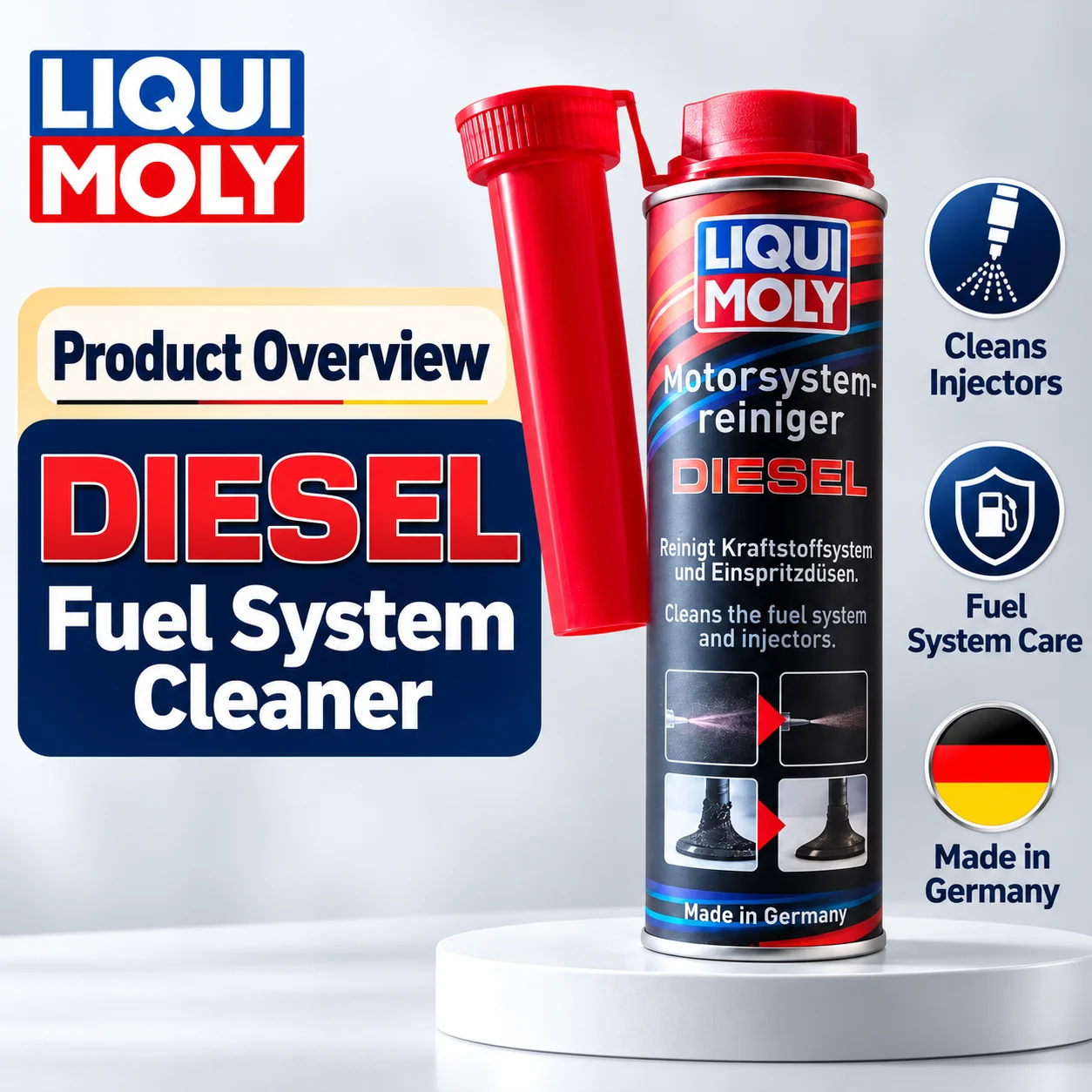 LIQUI MOLY Motorsystemreiniger Diesel Fuel System Cleaner Injector Deposit Remover for Common Rail Diesel Engines 300ml