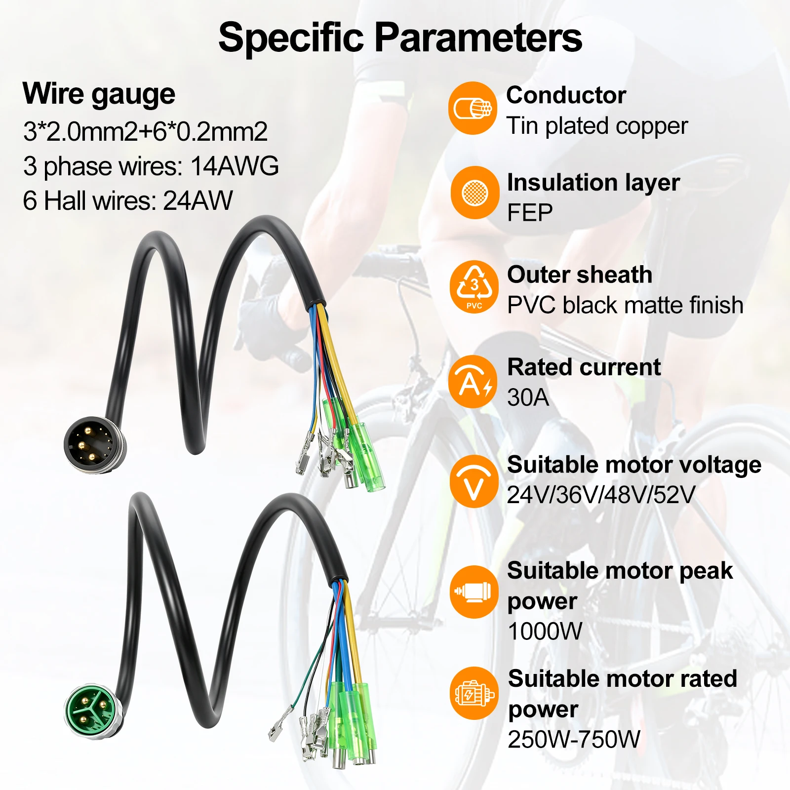 E-Bike G10.3.5/G11.2 10Pin/11Pin Male Waterproof Motor Cable to 3 Bullet Terminals + 6Pin 2.8 Female Plug for Bafang Hub Motor