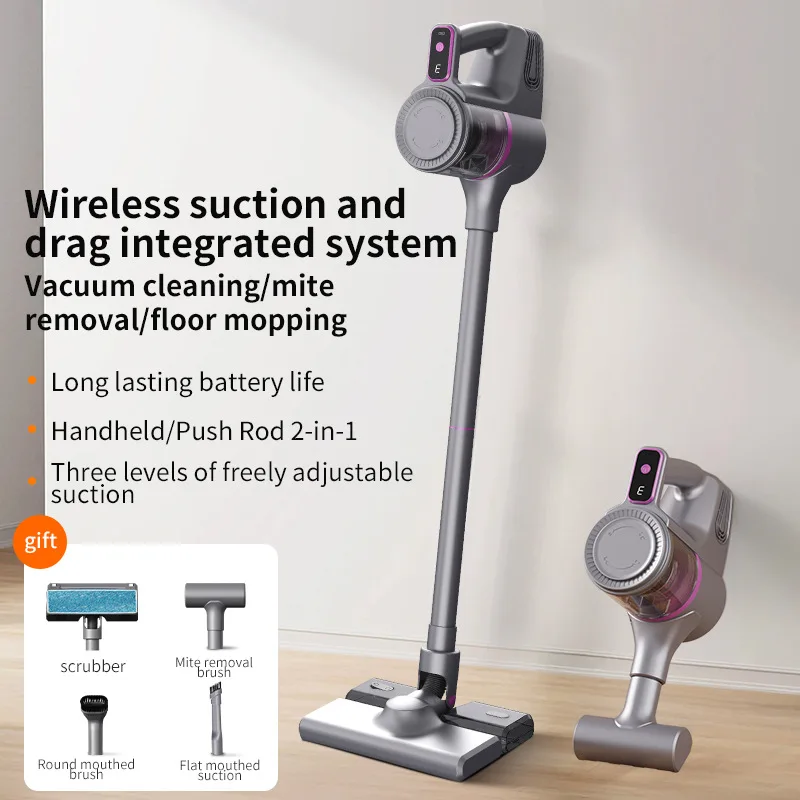 Household Wireless Hand Vacuum Strong Suction Multi Purpose Vacuum & Mop Integrated Machine Electric Floor Washing Cleaner