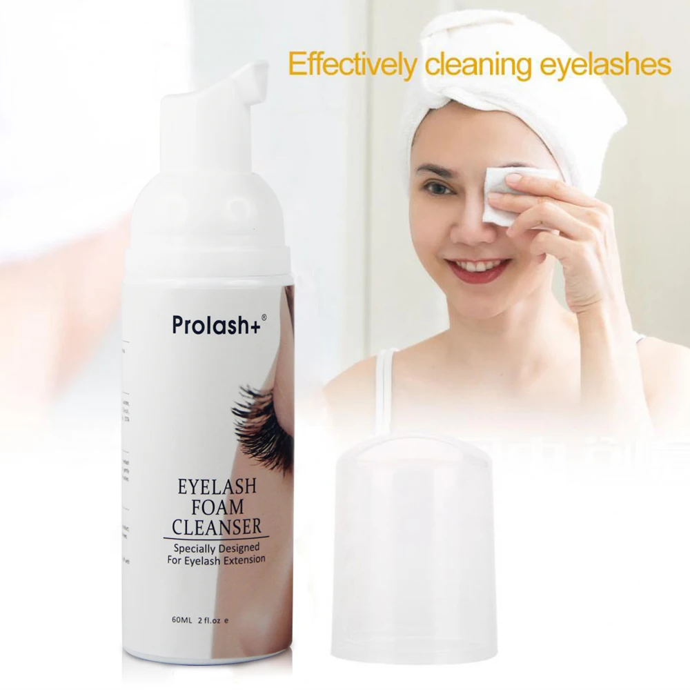 

Prolash+ Eyelash Foam Cleanser 60ml Eyelid Foaming Mousse Cleanser Wash Natural Lashes Mascara Remover Tear Free formula