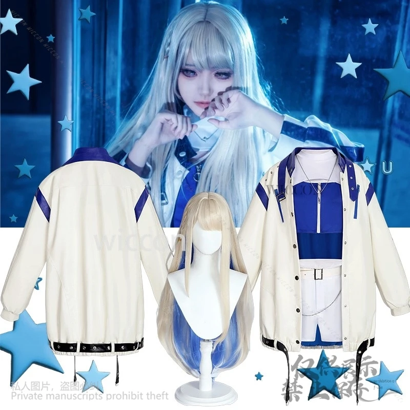 

Azusawa Kohane Anime Game Project Colorful Sekai Stage Feat Vivid BAD SQUAD Cosplay Costume Idol Coat Lolita Blue Wig Customized