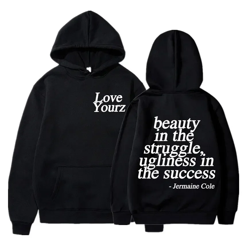 Harajuku Streetwear J Cole Dreamville Love Yourz Lyrics Print Hooded Vintage Fashion Sweatshirt Men Women  Loose Hoodie