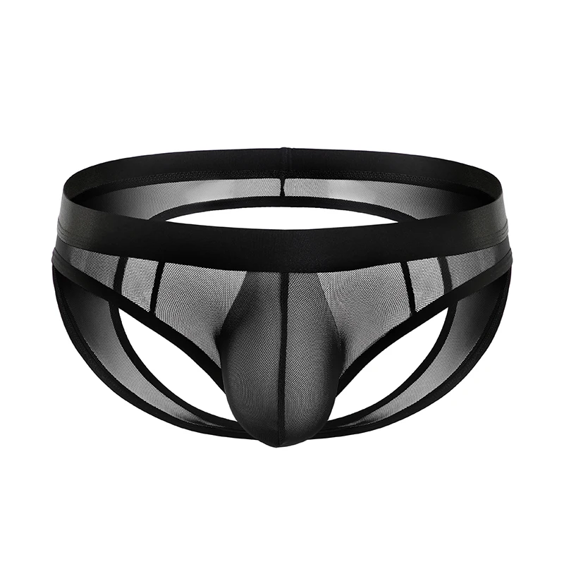 

Male Underpants Men's Bulge Pouch Lingerie Stylish Open Butt Sexy Translucent Bikini Elastic Knickers Triangle