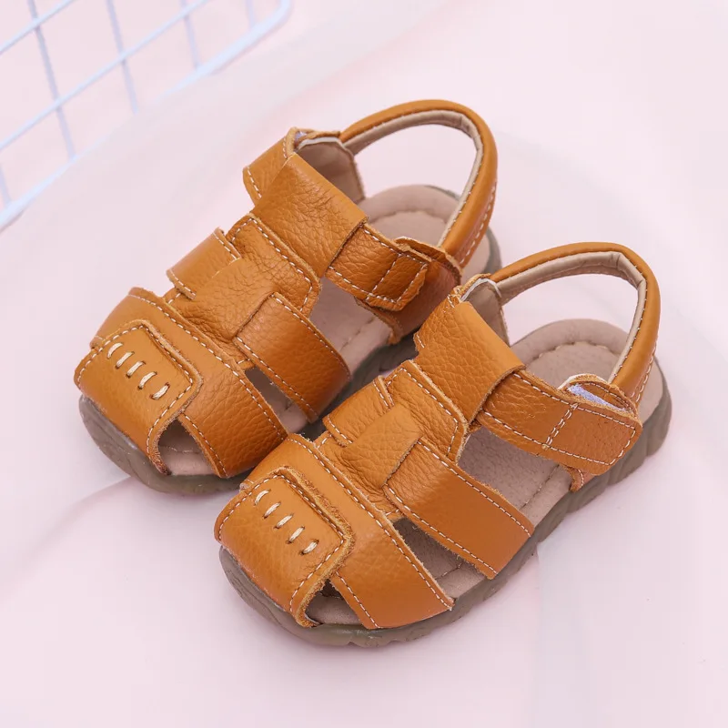 Children's genuine leather sandals boys Cowhide sandals 2-12years old kids beach shoes for summer casual shoes for teenagers