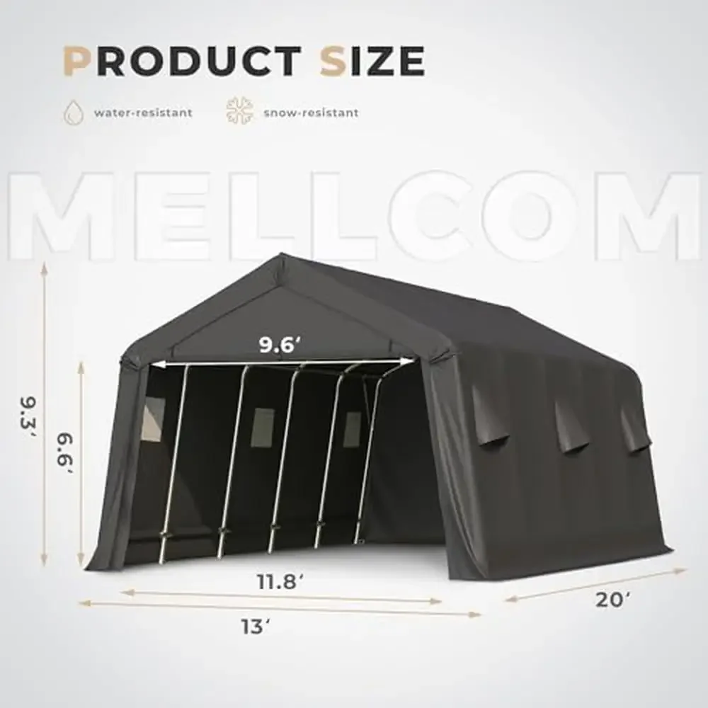 20x13 FT Peak Style Heavy Duty Carport Garage All-Steel Frame Vents Anti-Snow Canopy Outdoor Shelter Waterproof UV Protection