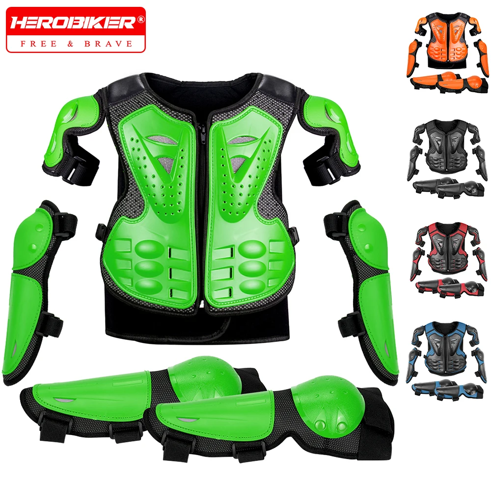 

Child Youth Motorcycle Motorbike Body Armor Elbow Knee Pads Suits Anti-fall Motocross Downhill Mountain Dirt Pit Bike Protective