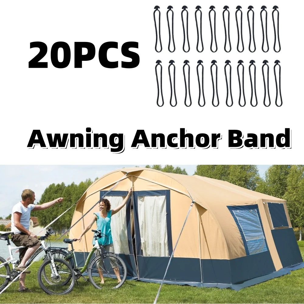 20Pcs RV Awning Strong Rubber Anchor Band For Caravan Gazebo Camping Tent Tarpaulin Outdoor Camping Accessories