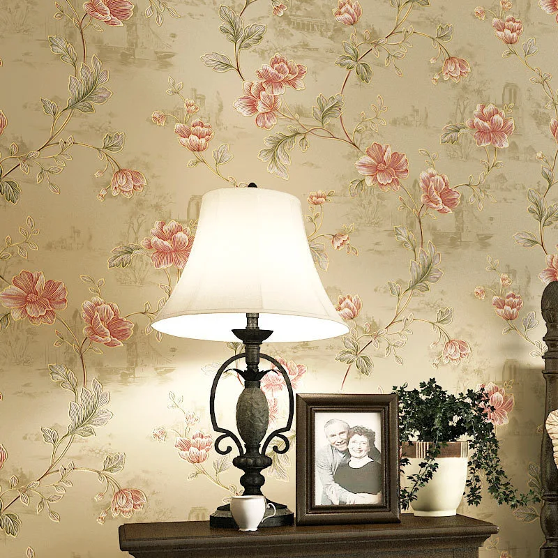 American-Style Rural Non-Woven Wallpaper Small Floral Bedroom Hotel Project Special Clearance Wallpaper