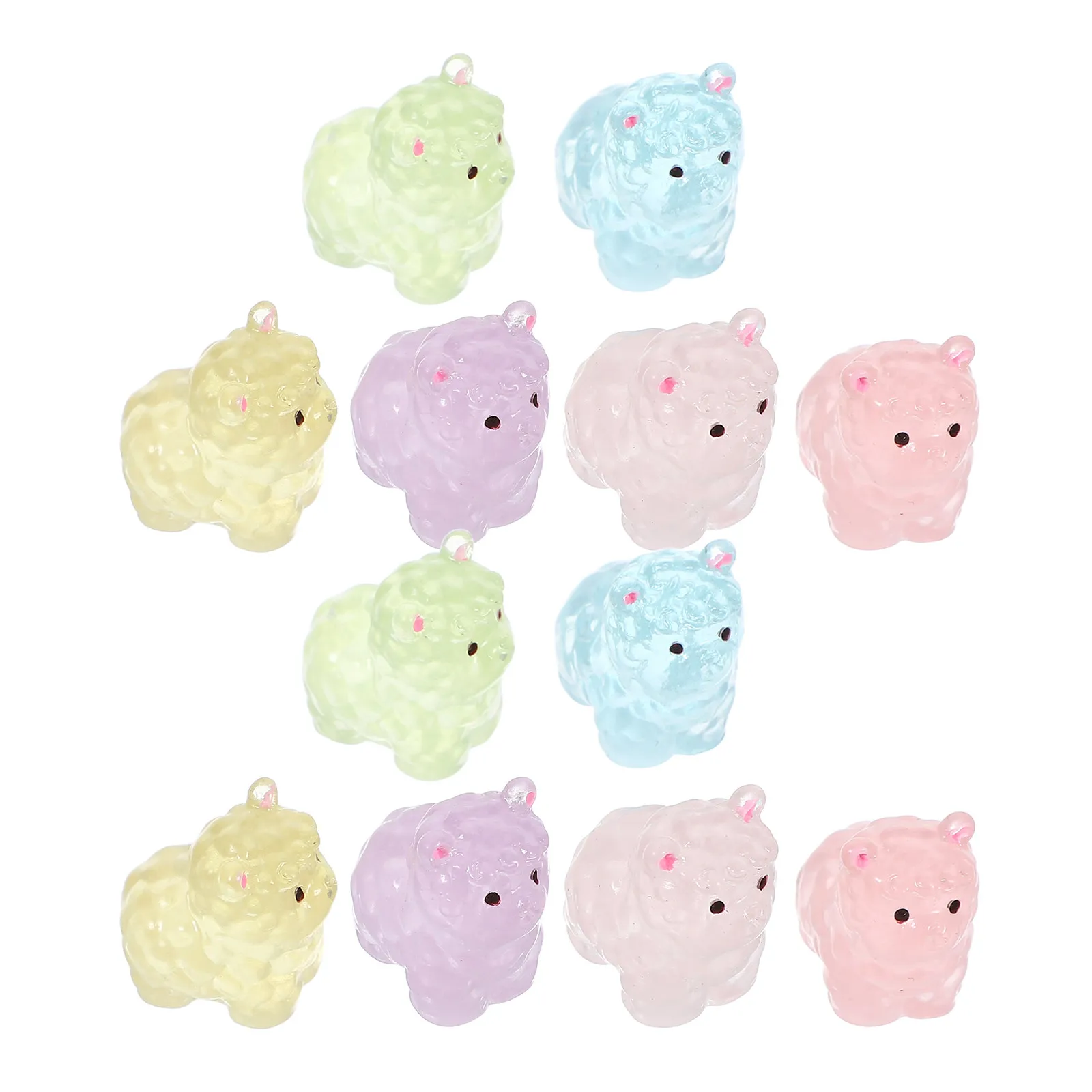 

Набор из 12 светящихся в темноте миниатюрных фигурок альпак из смолы: креативный причудливый декор для миниатюрного сада, микроландшафта, создания атмосферы в комнате