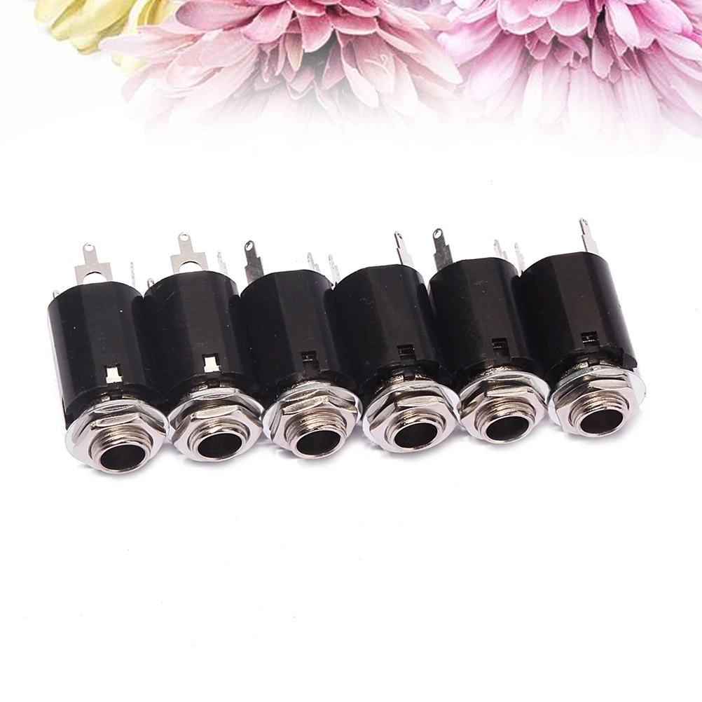 

6 pcs Guitar Jack Kit Acoustic Electric Bass Mono Stereo Cylindrical Input Output Endpin Socket 1/4 Inch 6 35mm