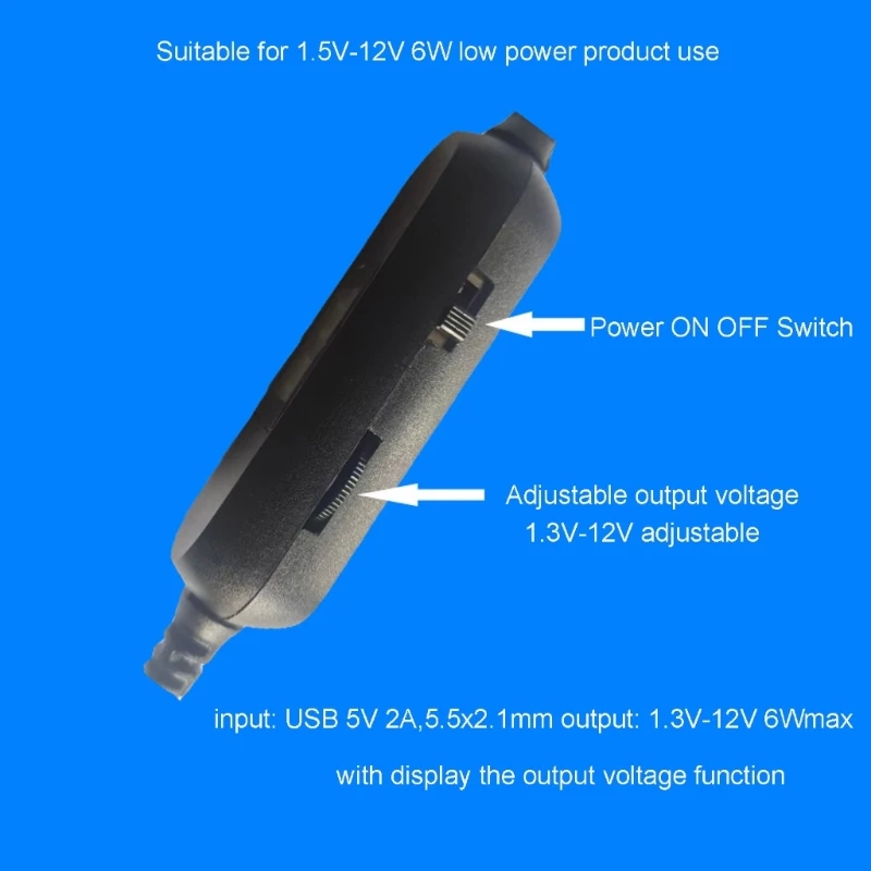 Universal 130cm USB to 5.5x2.1mm 1.3V-12V Adjustable Power Cable Replace LR03 LR6AA 9V Battery Adjust Cord Dropship