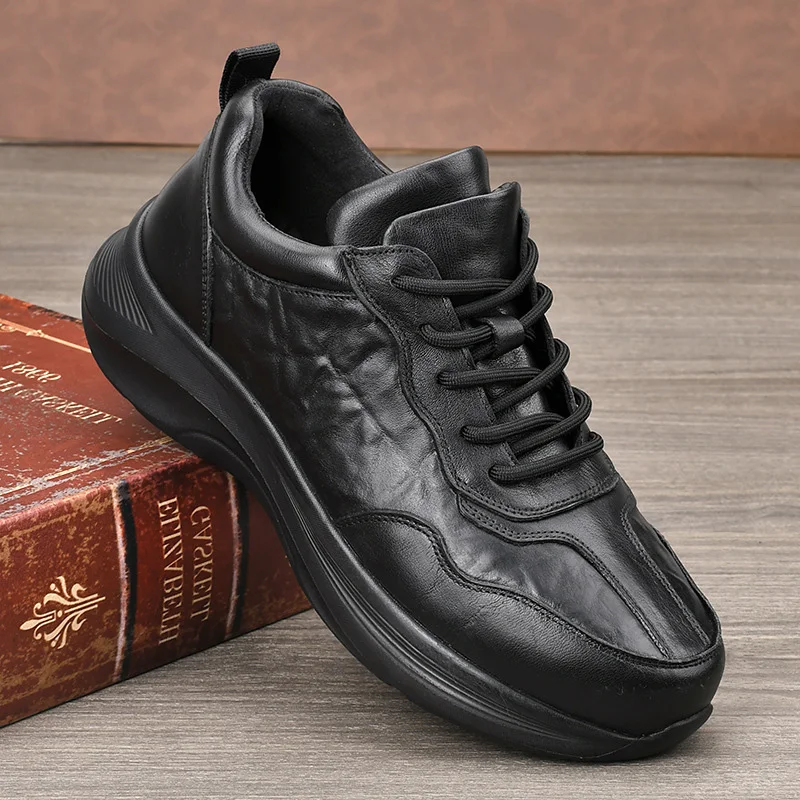 نمط جديد أحذية من الجلد الطبيعي الرجال عادية المسنين أبي أحذية رياضية في الهواء الطلق رياضي المشي رياضة الجري مريحة خفيفة الوزن #1