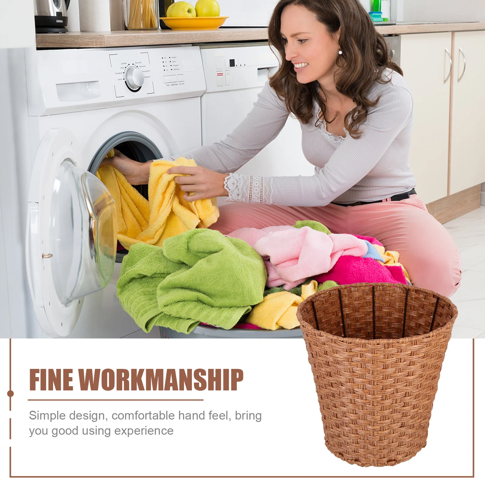 

Woven Storage Basket for Home Large Capacity Rattan Style Basket for Dirty Clothes Laundry and Household Sundries Modern Simple