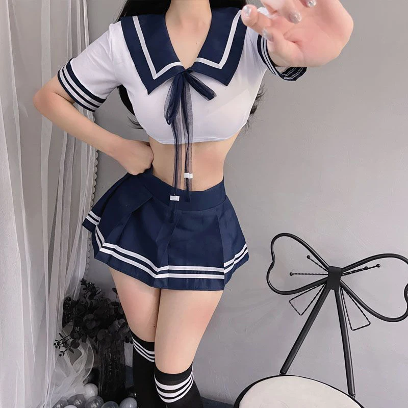 Cosplay Sexy Nightdress Role Play Costumes Student Uniform Anime School Girl Erotic Crotchless Lolita Underwear Dress Outfit