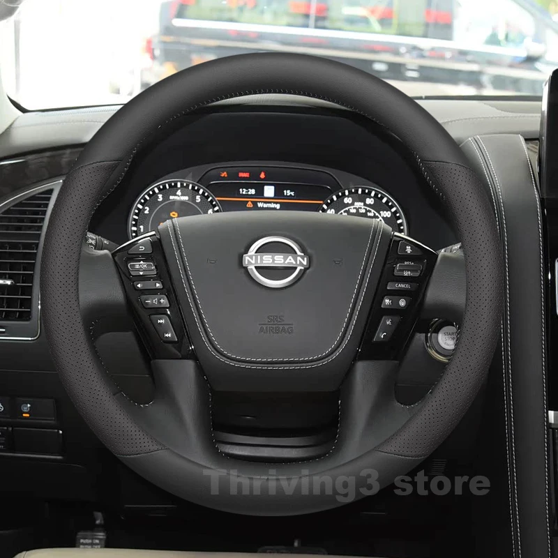 

Leather Car Steering Wheel Cover For Nissan Patrol ARMADA PRO Platinum Nismo 2012-2025 Auto interior Nissan Patrol Accessories