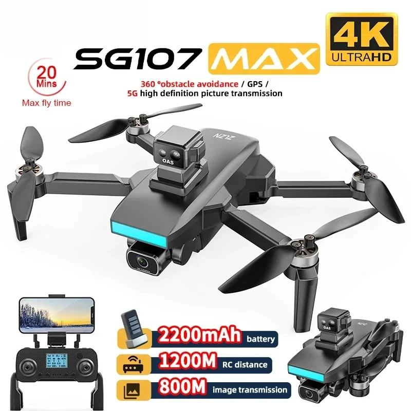 

SG107 MAX RC Drone Professional 4K HD Camera GPS Intelligent Uav 5G Obstacle Avoidance WIFI Optical Flow Mode Brushless Motor