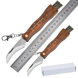 Cuchillo plegable de acero inoxidable, Mini cuchillo De Seta para exteriores, cepillo multifuncional, mango de madera EDC, afilado, Camping, caza, supervivencia