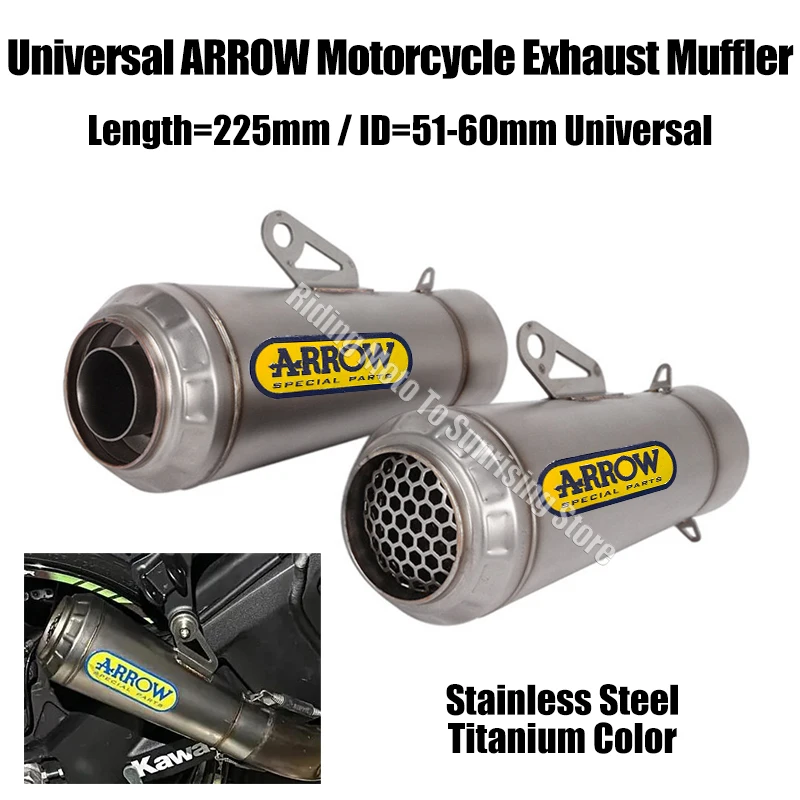 

51mm 60mm Universal Arrow Motorcycle Exhaust Muffler Escape for Kawasaki Yamaha Honda KTM Suzuki Etc Motorcycle Exhaust Modified