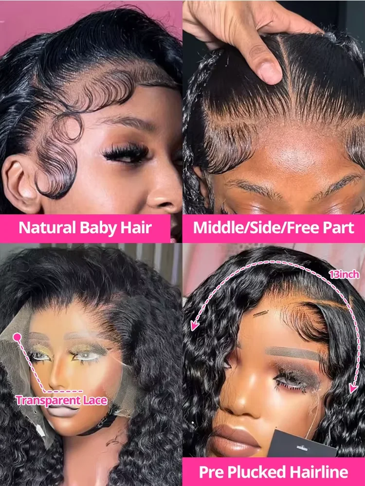 30 40 Inch 13x6 Deep Wave Human Hair Wigs 13x4 HD Lace Frontal Hair Wig Lace Front Human Hair Wig 220% Preplucke Remy Curly Wigs image 5