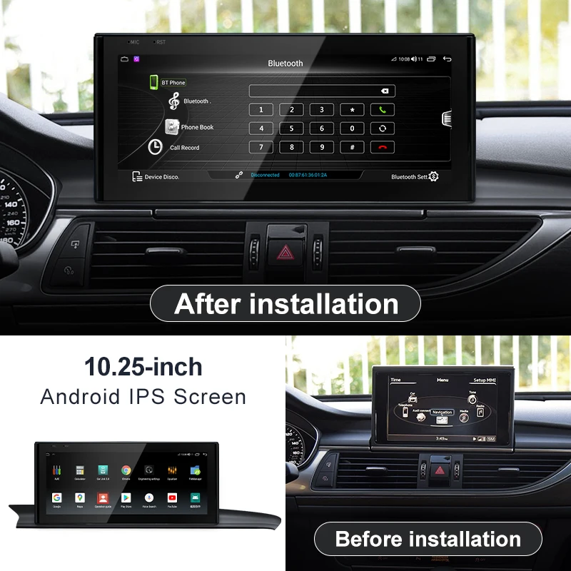 STWEI Android 14 12.3inch Wireless CarPlay Auto For AUDI 2012-2018 Year A6 A7 C7 S6 S7 Car Video Players Gps Navi Revers Camera