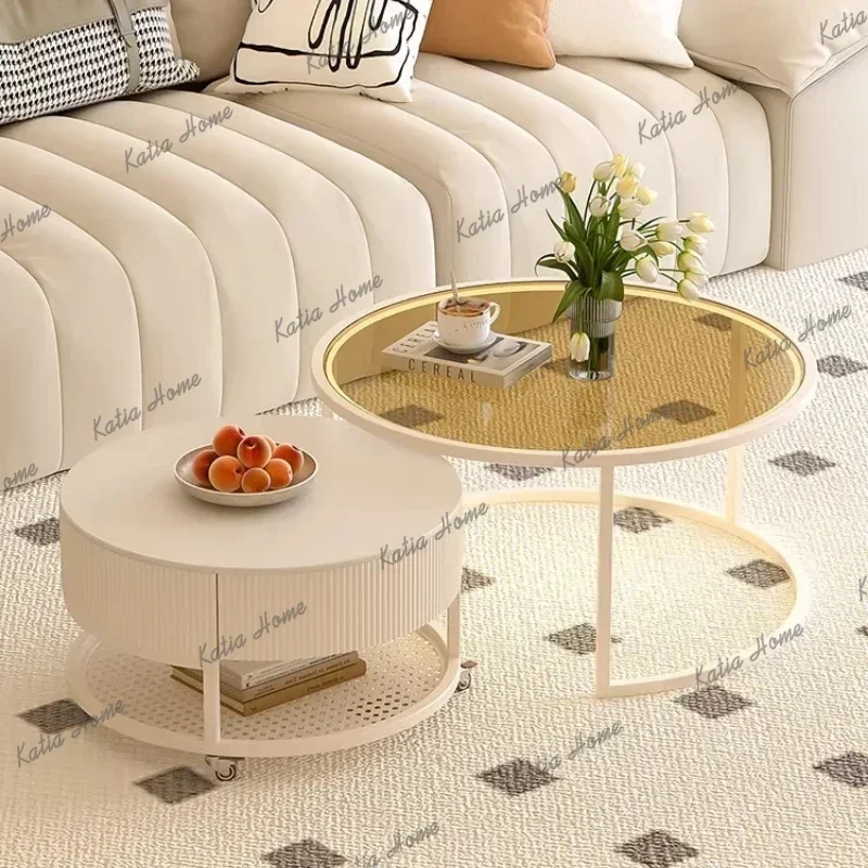 YJ Corner Coffee Table Fish Tank Foldable Chrome Brass Luxury Occasional Coffee Table Root Ratan Mesa De Sala Modern Furniture