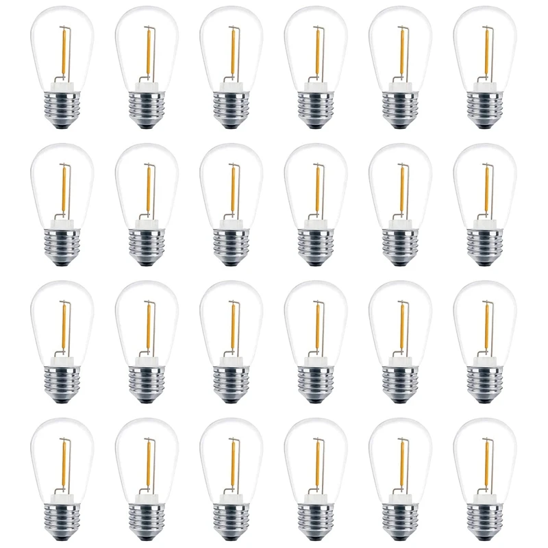 

ABSF 24 Pack 3V LED S14 Replacement Light Bulbs, Shatterproof Outdoor Solar String Light Bulbs, Warm White