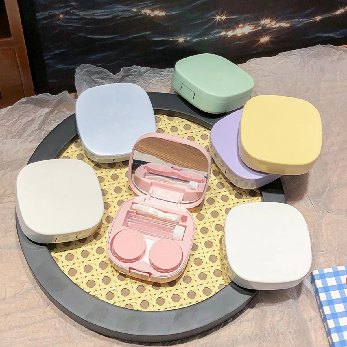1PC Simple macaroon contact lens box Cosmetic Contact Lenses