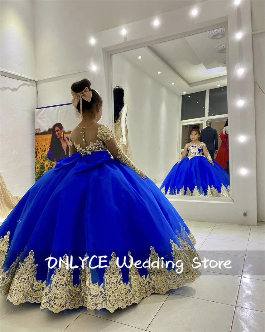 Платье с длинным рукавом и бантом для девочек