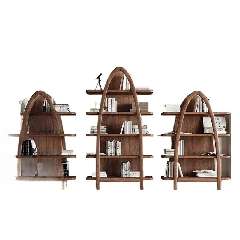 North American Black Walnut Bookshelf Shelf, Floor Display Cabinet Multi-layer Storage Rack