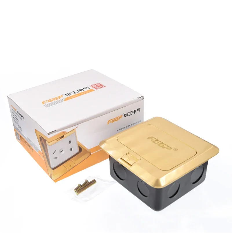 Solid Copper Gold Panel Pop-Up Floor Socket 10A With USB Charging Port, Customizable Power Socket Module Combination