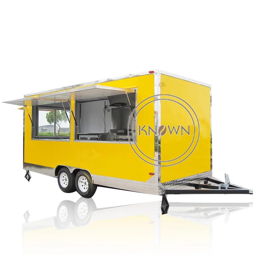 OEM Mobile Caravan Kitchen Food Truck Electric110V 60HZ  For Sale with 3+1 Water Sinks and Fridge USA Standard