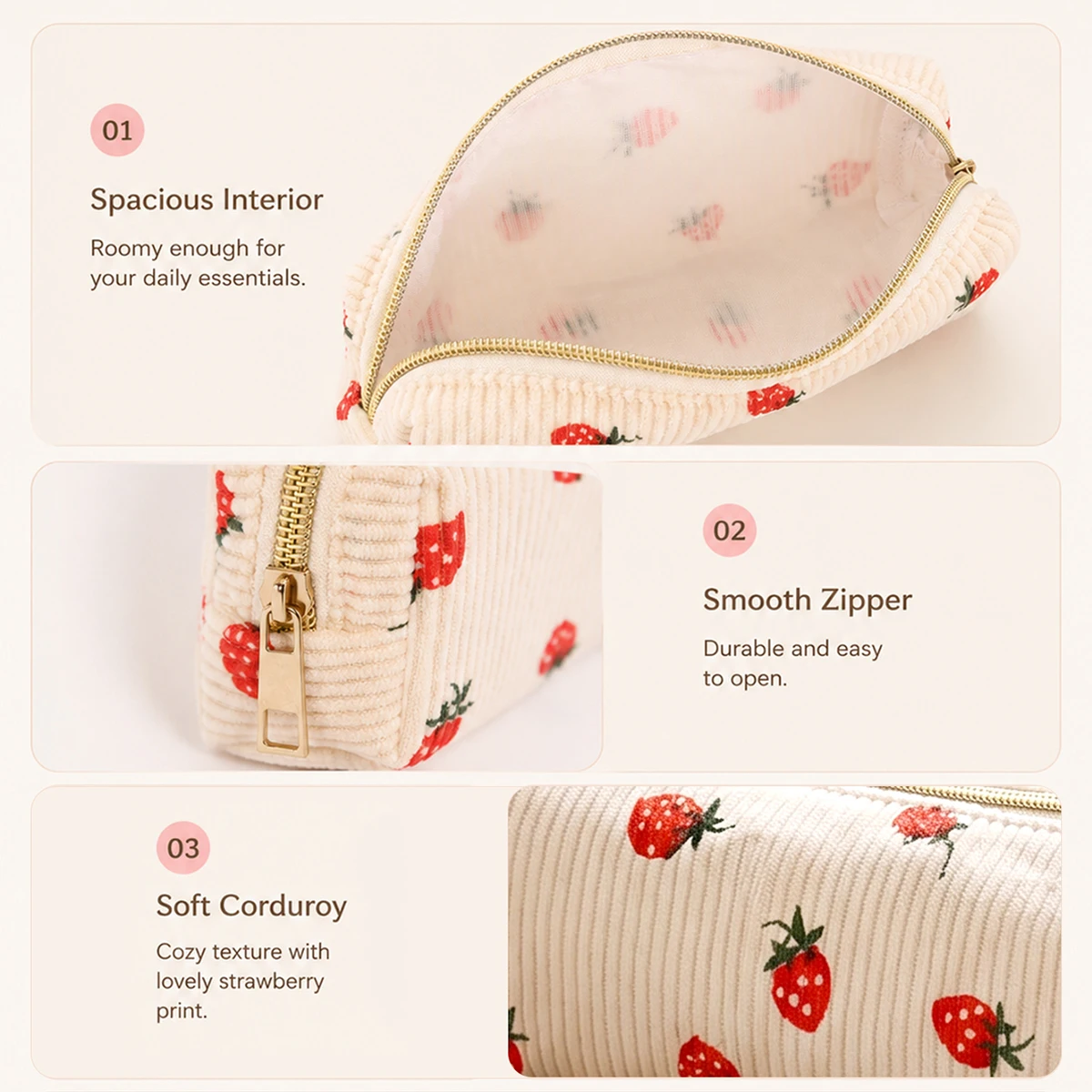 กระเป๋าใส่เครื่องเขียนแบบมีซิป - Strawberry Huller บทวิจารณ์และราคา