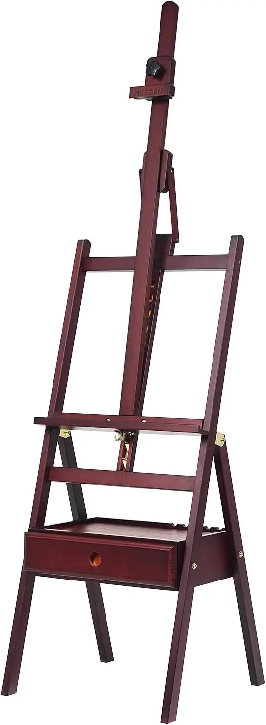 

Solid Beech Wood H-Frame Easel with Storage Drawer - Adjustable Height 60"-75" Forward Tilting for Artists, Holds Canvas up to