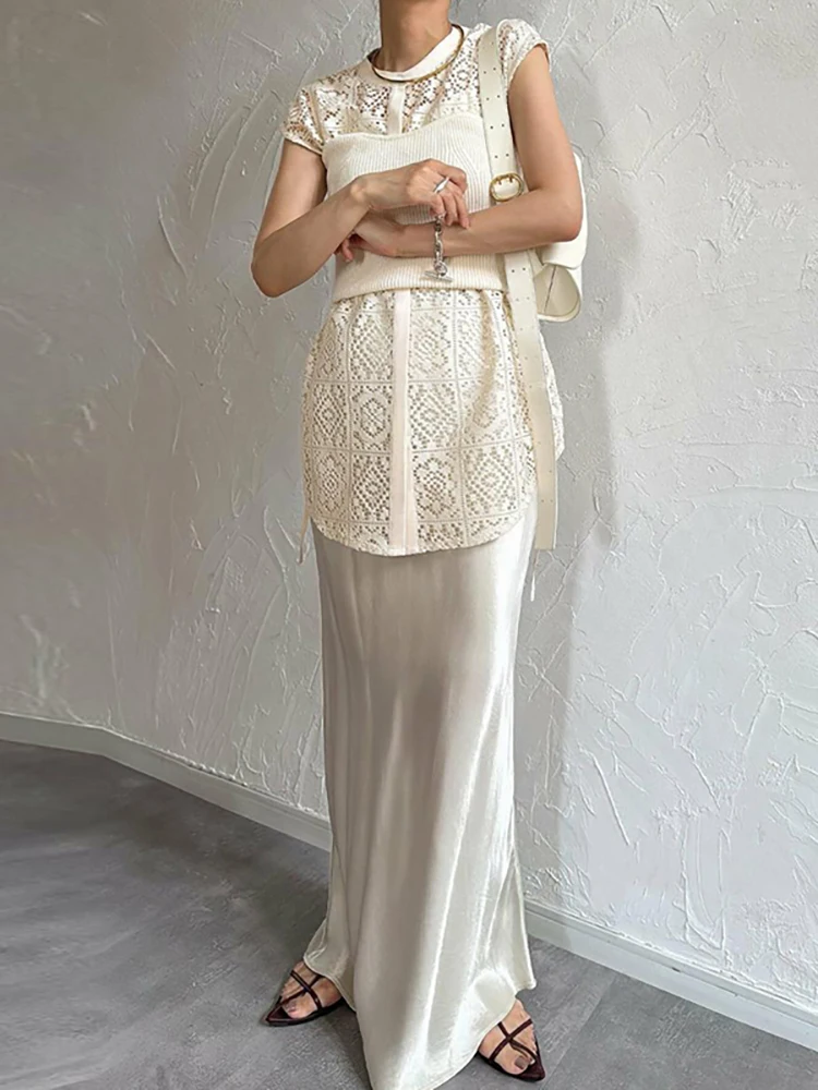 

Fashion Lace Hollow Out Long Sleeve Shirts Casual New Solid Color Single Breasted Blouse Autumn New Women's Commuting Clothing