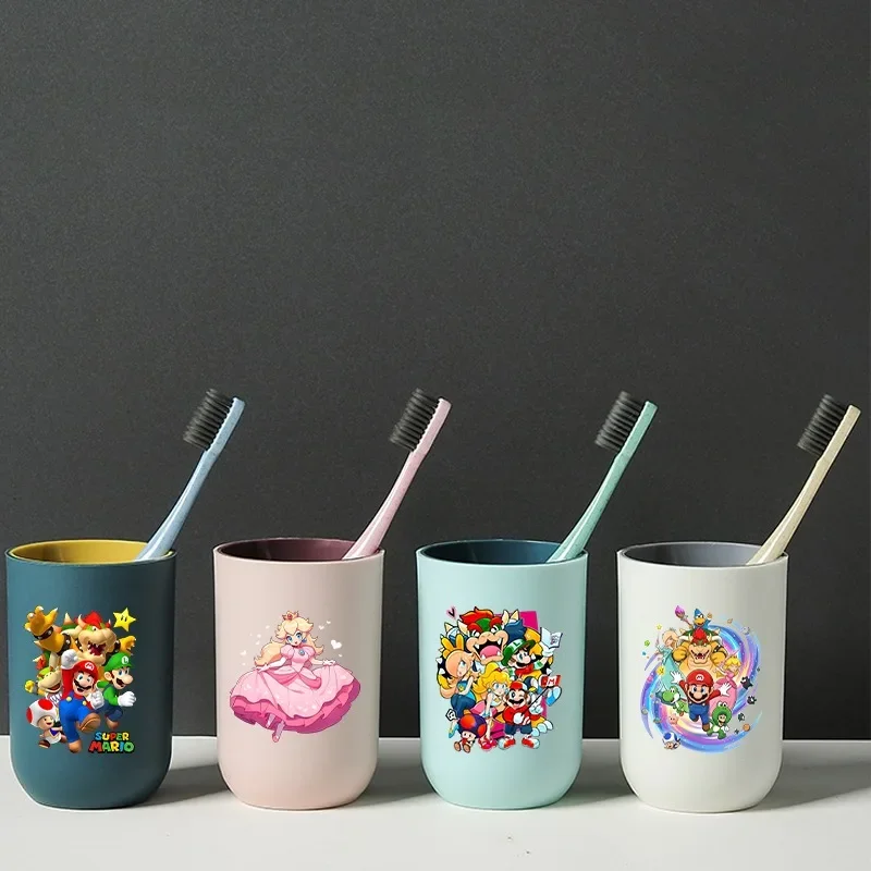 Super Bros Tooth Cup Couple Travel Portable Toothbrush Cup Cartoon Game Pattern Printed Water Cups Unisex Bottles Party Gifts