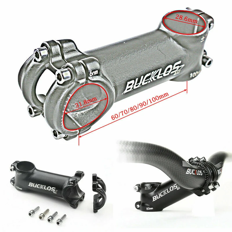 BUCKLOS Aluminum Alloy Bicycle Stem 7/17/22 Degree Mountain Bike Handlebar Stem 70mm 80mm 90mm Ultralight MTB Stem Bicycle Parts - view 4