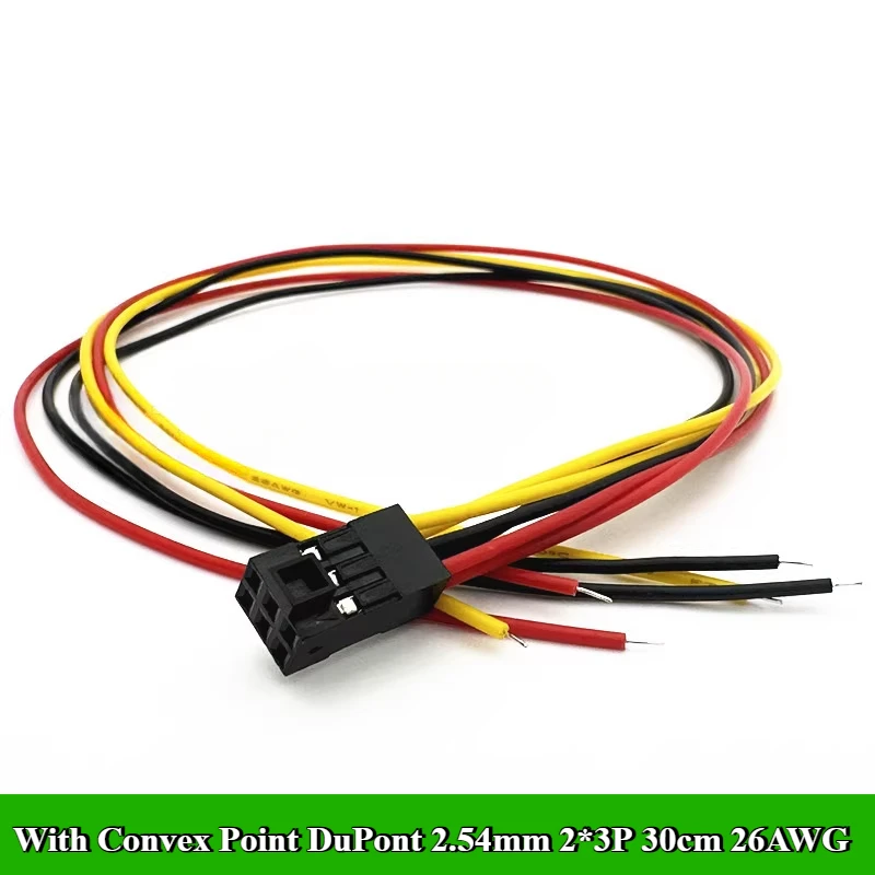 5Pcs DuPont 2.54MM With Convex Point Double Row Single Head 2*3P/4P/5P/6P/7P/8P/9P/10P Terminal Wire 30CM 26AWG Electronic Wire