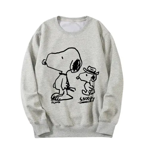 Dam långärmad bottentröja Snoopy tröja ins animation tecknad perifer rund hals tröja lös kappa 12 best sales Snoopy Zara - №12