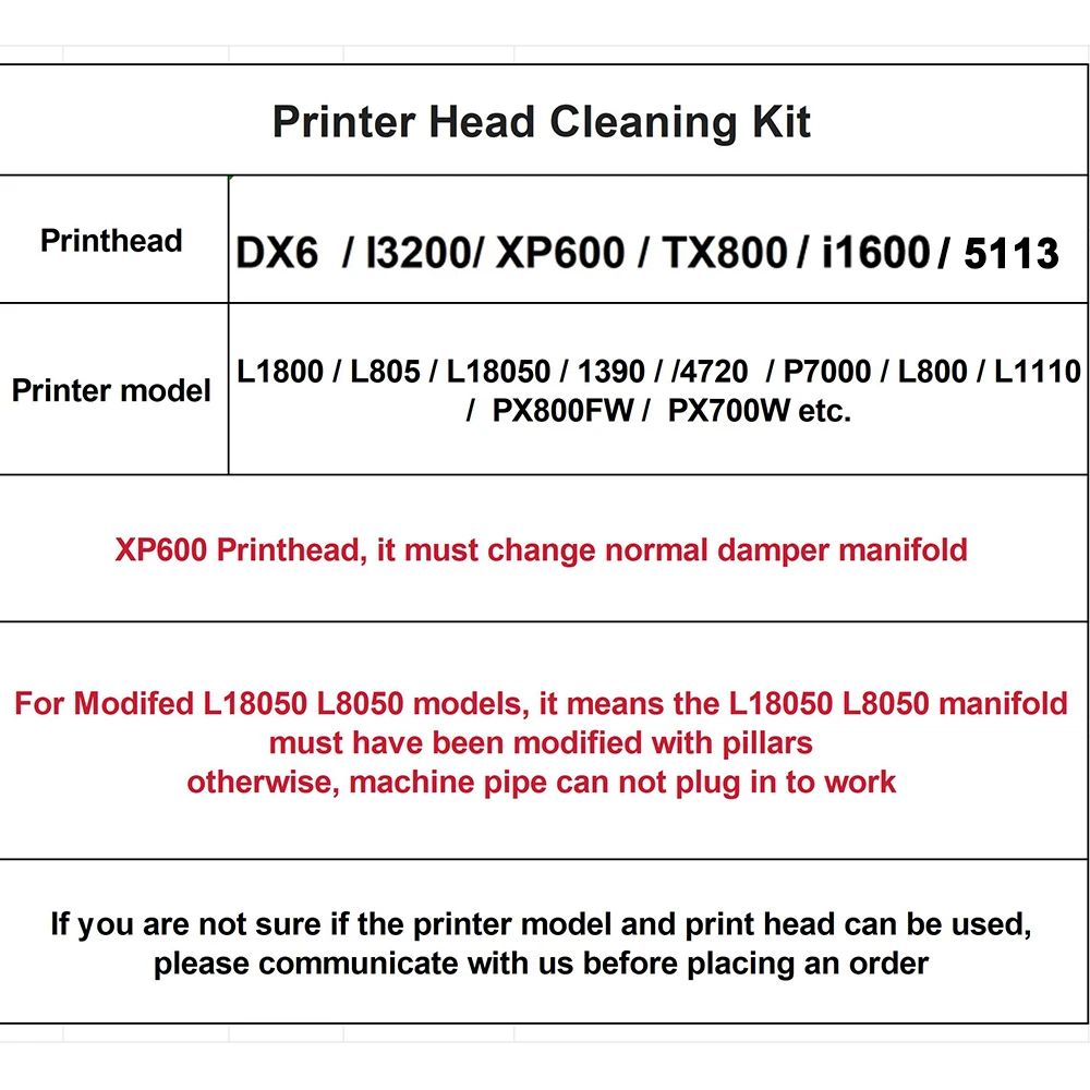 Printhead DTF Ink Clogged Cleaning Machine Washer Unclog Reverse For Epson L1800 L805 1390 4720 XP600 DX6 i3200 TX800 i1600 5113