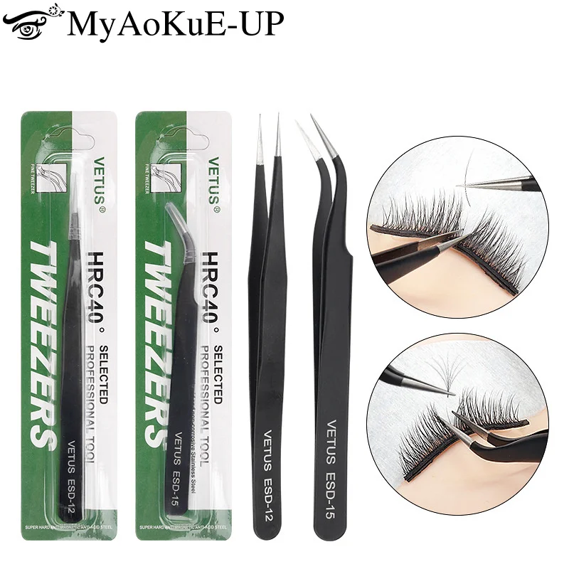 1pcs Black Stainless Steel Eyelash Tweezers Eyebrow Hair Remove Tool High Precision Grafted Eyelash Clip Lash Extension Supplies