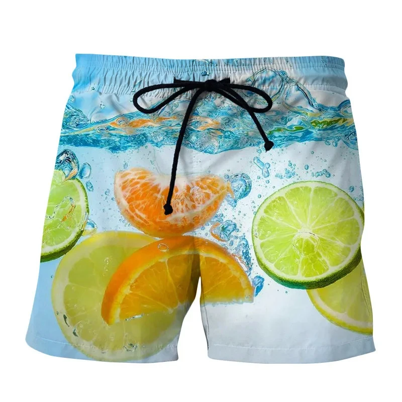 Shorts de plage décontractés pour hommes, impression numérique 3D, motif de fruits à la mode, pantalons de plage, poche, séchage rapide, extérieur, chaud, nouveau