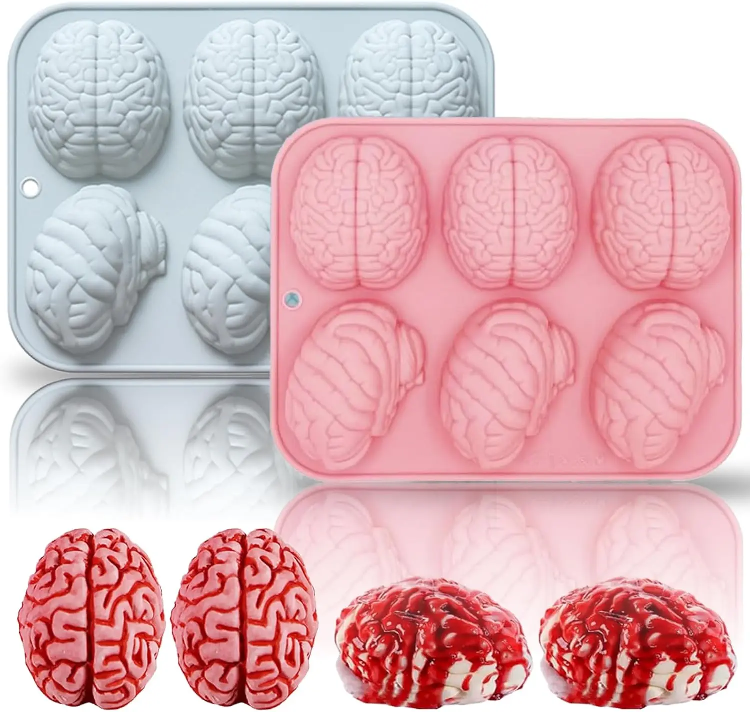 

Halloween Molds Silicone for Chocolate 3D Halloween Candy Brain Mold for Cake Cupcake Decorating 12 Cavity Baking Accessories