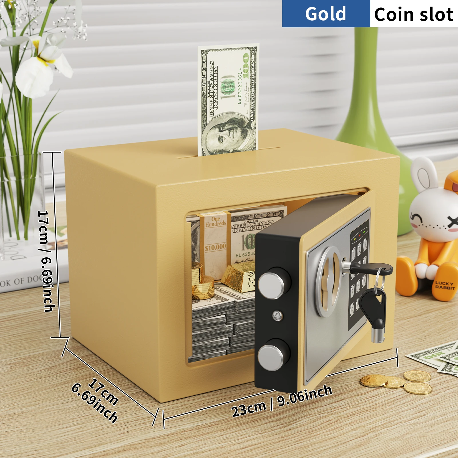 Cassetta di sicurezza con password antifurto a parete con doppia chiave e blocco password digitale