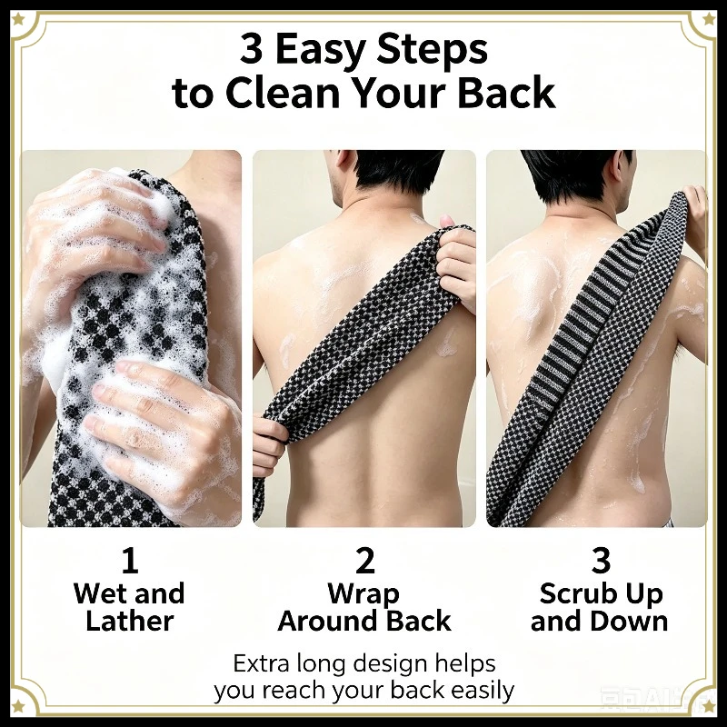 1/3Pcs Soft Shower Body Scrubber Towel Exfoliating Back Washcloth Household Bathroom Skin Cleaning Essential Tool